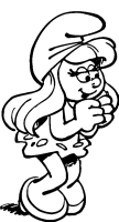 A coloring page of the smurfs